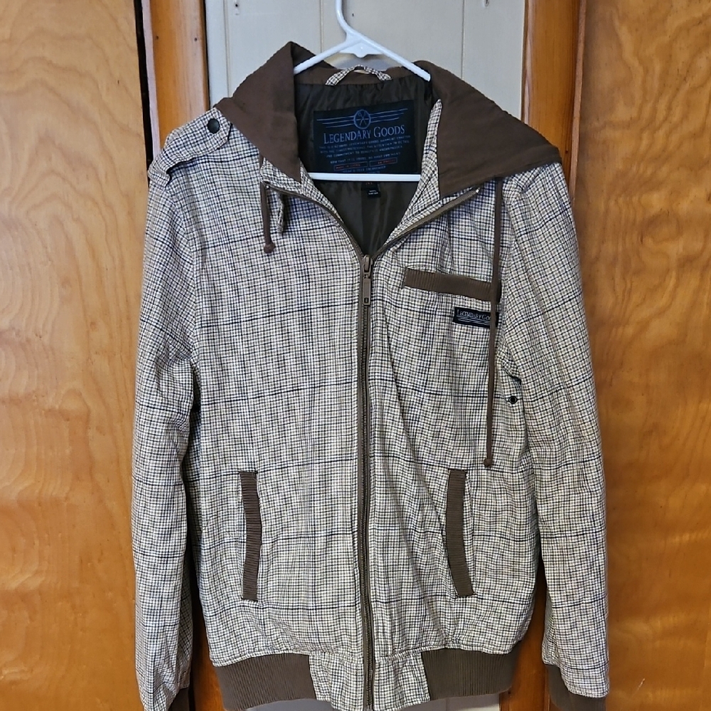 Legendary Goods Brown Plaid Jacket With Brown Hood